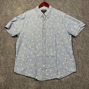 Bonobos Shirt Mens Large Standard Fit Blue Chambray Fish Print Cotton Button Dow